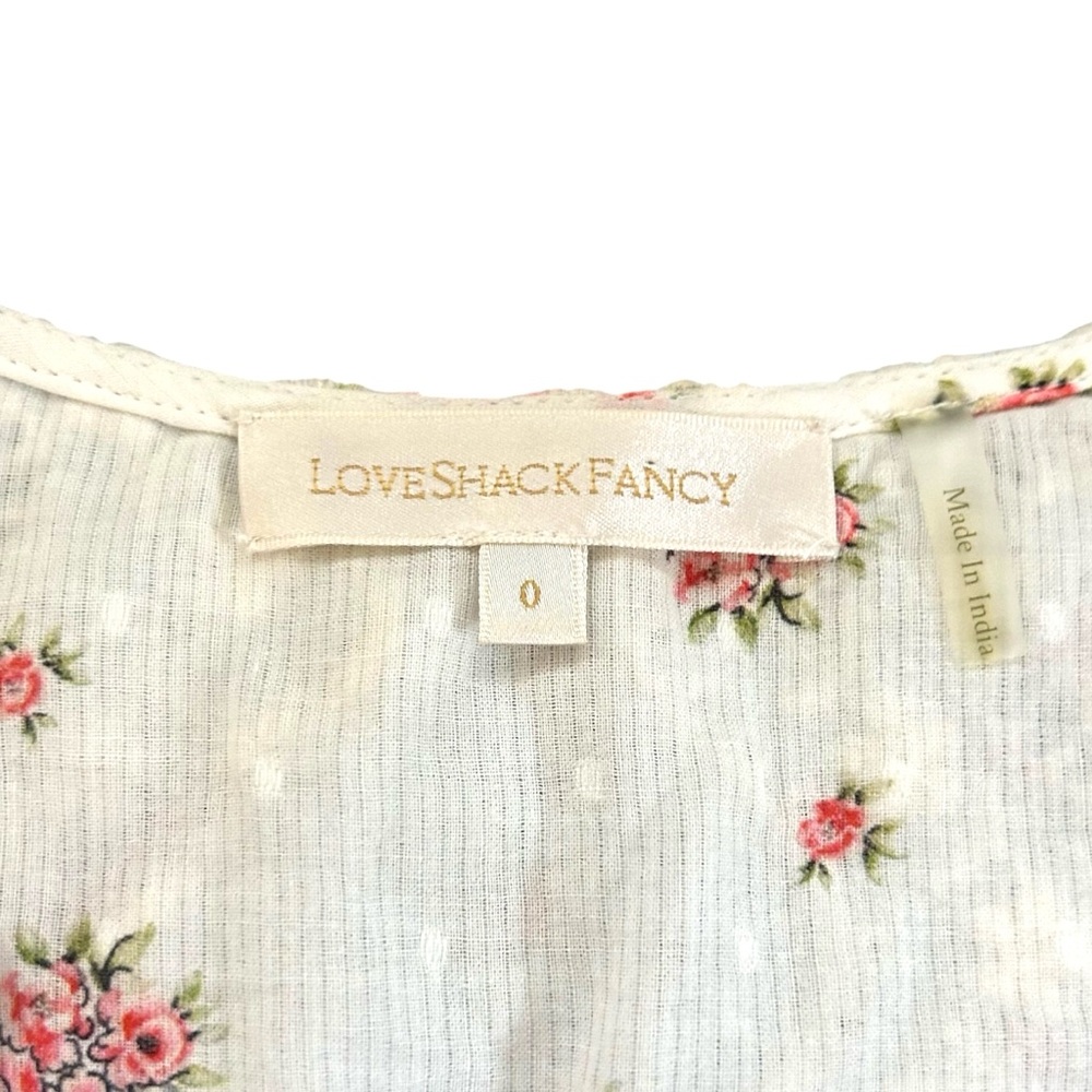 LoveShackFancy Stacy Floral Print Broderie Cotton Maxi Dress Cottagecore Size 0 - Picture 4 of 16